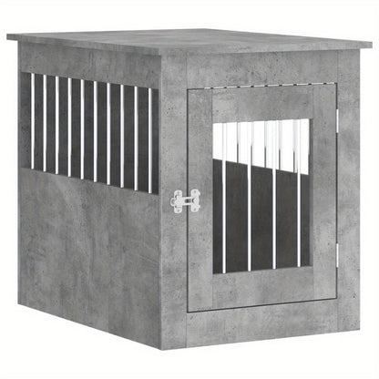 Hondenbench – Hondenhok – Hondenkooi – Hondenmand – Huisdier Bench – Verwerkt Hout – Beton Grijs – Stevig En Duurzaam – 55x75x65 cm