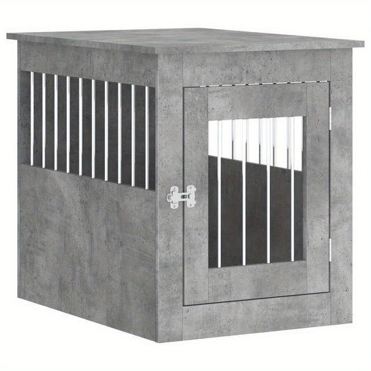 Hondenbench – Hondenhok – Hondenkooi – Hondenmand – Huisdier Bench – Verwerkt Hout – Beton Grijs – Stevig En Duurzaam – 55x75x65 cm