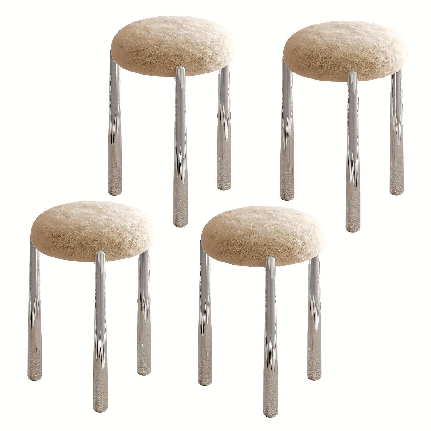 Krukjes – Stoelen – Barkrukken – Zitkrukjes – Bijzetkrukjes – 4-delige Set – Stapelbaar & Comfortabel – Zachte Gevoerde Zitting – Ruimtebesparend Zonder Poten