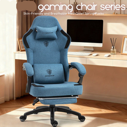 Gamingstoel – Bureaustoel – Computustoel – Playerstoel – Racestoel – Ergonomisch Met Hoofdsteun – Verstelbare Rugleuning – Blauw