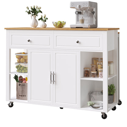 Keukentrolley – Keukeneiland – Serveerwagen – Opbergtrolley – Rolwagen – Mobiel met Vergrendelbare Lades – Stevige Wielen met Remmen – Wit/Zwart – Eenvoudige Montage – Duurzaam Niet-Houtmateriaal