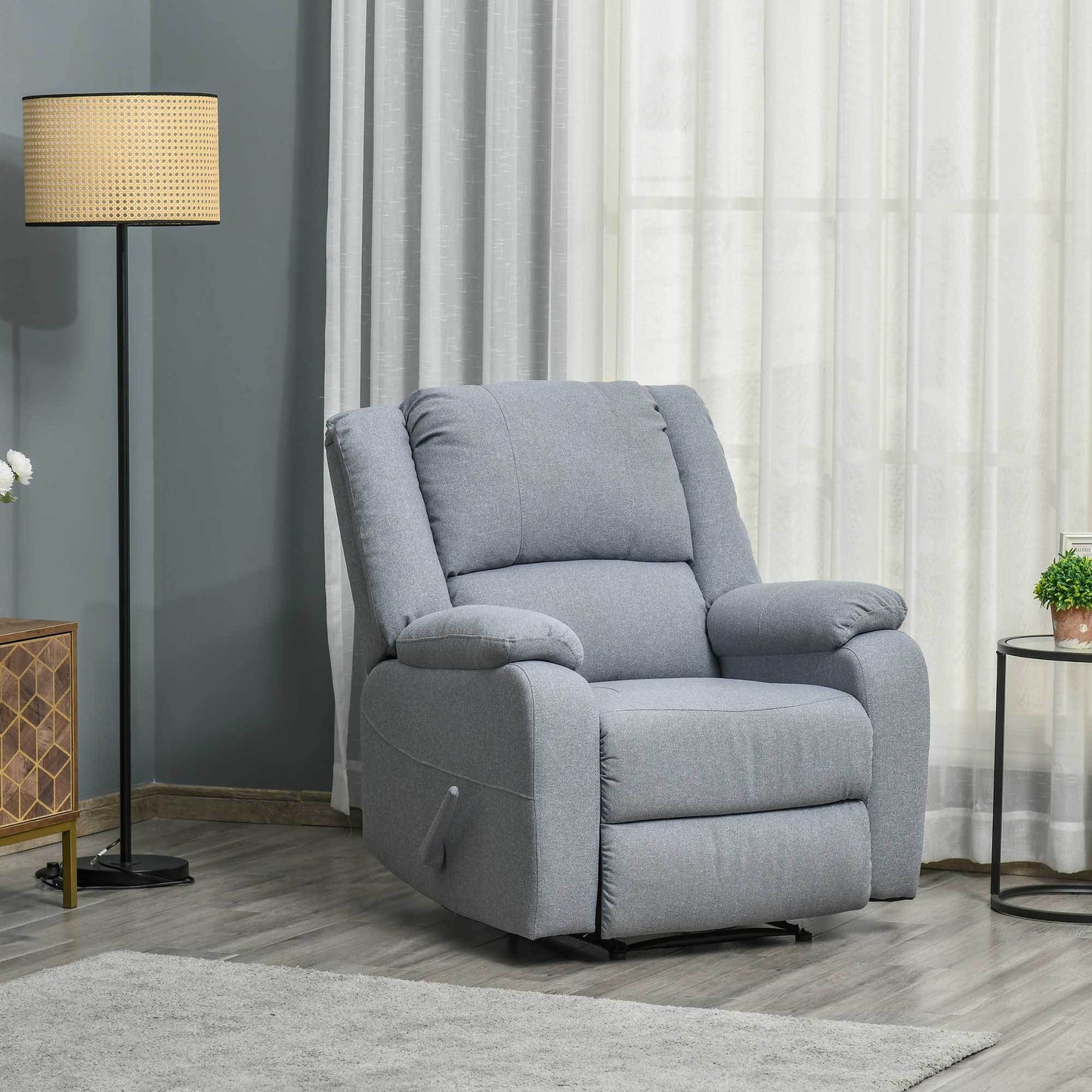 Relaxfauteuil – Relaxstoel – TV Stoel – Lounge Chair – Relaxzetel – Lichtgrijs – Verstelbare Rugleuning en Voetensteun – Linnen-Look Bekleding