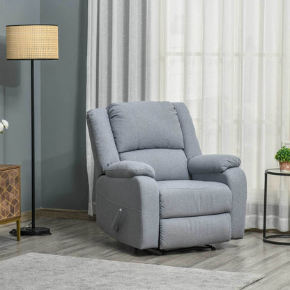 Relaxfauteuil – Relaxstoel – TV Stoel – Lounge Chair – Relaxzetel – Lichtgrijs – Verstelbare Rugleuning en Voetensteun – Linnen-Look Bekleding