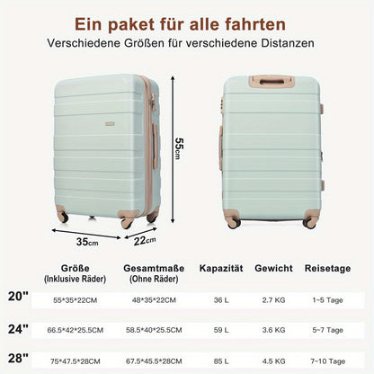 Kofferset – Reiskoffer Set – Hardcase Koffers – Trolley Bagage – Reisbagage – ABS Hard Shell – 360° Swivel Wielen – Combinatie Slot – Lichtgewicht – M, L, XL