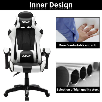 Gamingstoel – Gamestoel – Gaming Chair – Bureaustoel – Game Stoel – Ergonomisch Design – Kunstleer Bekleding – Verstelbare Rugleuning – 360° Draaibaar – Wit