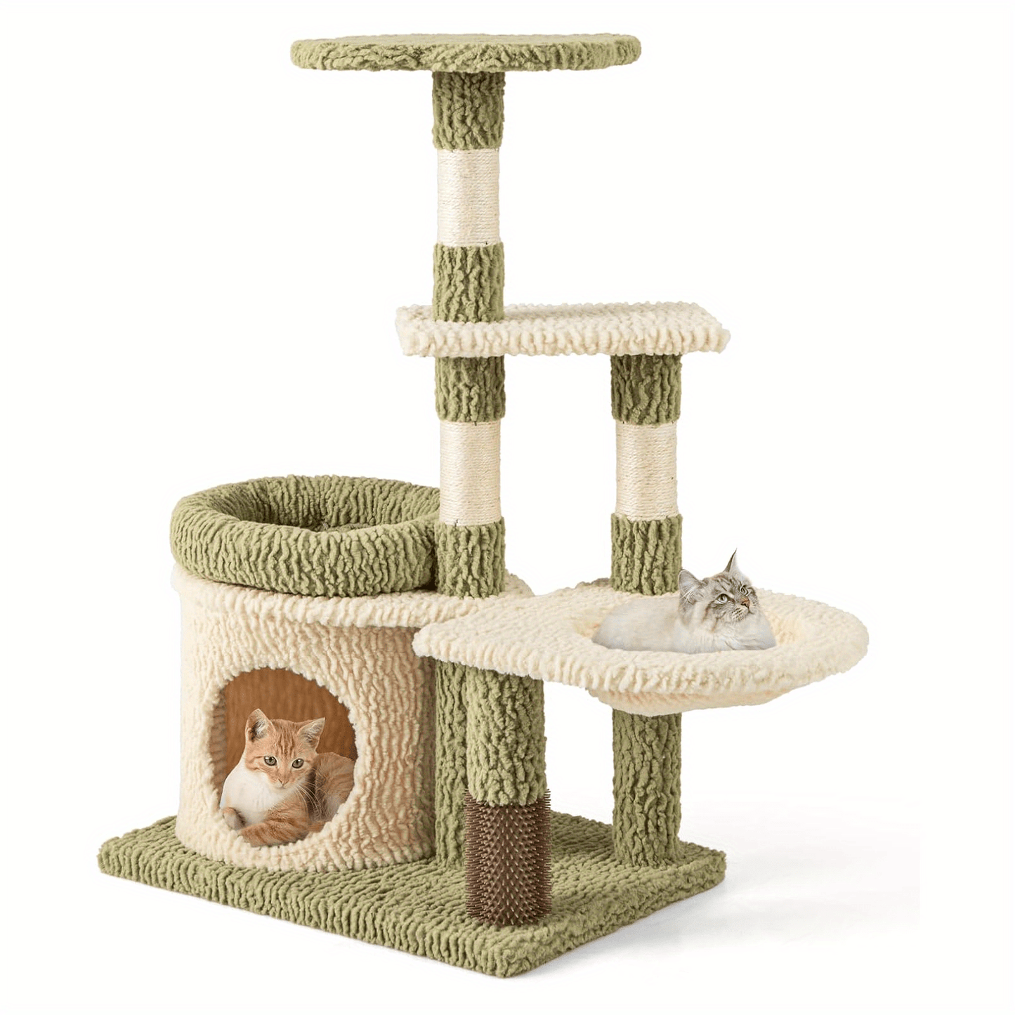 Krabpaal – Kattenboom – Krabmeubel – Kattenhuis – Klimpaal – Groen – 97 cm Hoog – Inclusief Kattenhol, Hangmat en Sisal Krabpalen