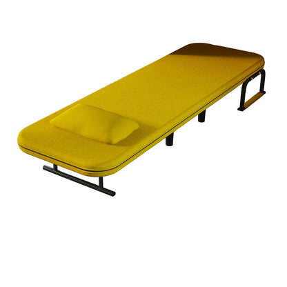 Slaapbank – Slaapstoel – Slaapfauteuil – Logeerbed – Vouwbed – 5-standen Verstelbare Rugleuning – Stevig Metalen Frame – Compact en Multifunctioneel – Geel