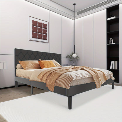 Gestoffeerd Bed – Bedframe – Slaapbank – Boxspring – Ledikant – Zachte Stof Bekleding – Max. Draagkracht 300 Kg – Zwart – 160x200 cm