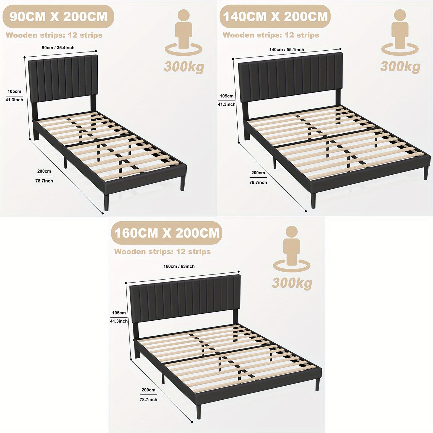 Gestoffeerd Bed – Bedframe – Slaapbank – Ledikant – Tweepersoonsbed – Zwart Fluweel – 160x200 cm – Met Knoopversiering – Houten Lattenbodem