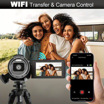 Vlogcamera – Videocamera – Compactcamera – Camcorder – Vlogging camera – 4K Ultra HD Resolutie – 270° Kantelbaar IPS-Scherm