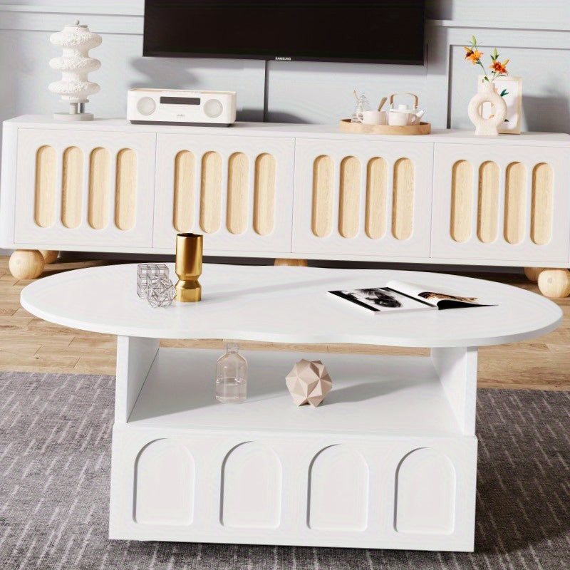 Salontafel – Tafel – Vintage Tafel – Woonkamertafel – Koffietafel – Wit Vintage Design – Stevige Metalen Constructie