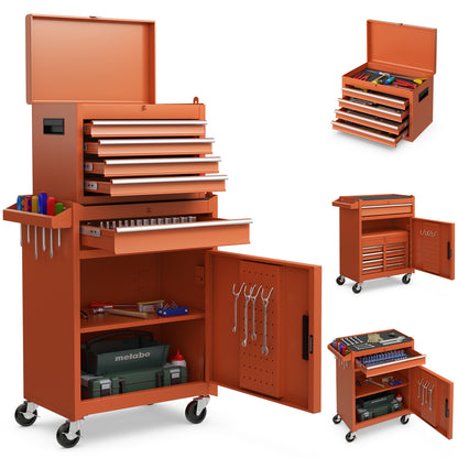 Gereedschapskist – Gereedschapskoffer – Werkplaatskast – Opbergtrolley – Rolcontainer – 2-in-1 Compact Ontwerp – Metalen Constructie Met Automatisch Sluitsysteem