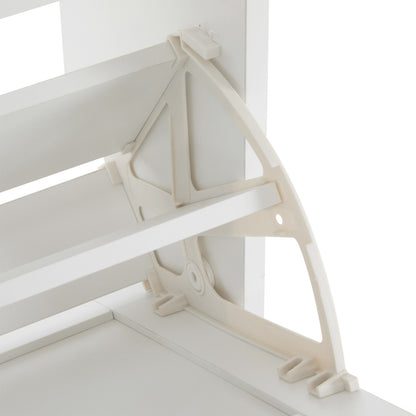 Schoenenkast – Schoenenrek – Schoenenopberger – Schoenenbank – Metalen Kast – 4 Klepdeuren – Open Opbergruimte – Ruimtebesparend – Wit – Gouden Scharnieren – Vrijstaand – Geen Montage Nodig