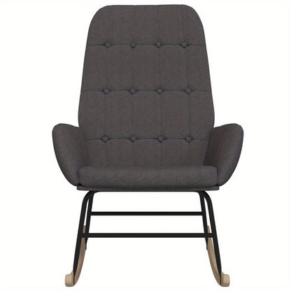 Schommelstoel – Schommeldstoel – Relaxstoel – Lounge Stoel – Donkergrijze Stoffering – Stevig Hardhout – Comfortabele Zitting