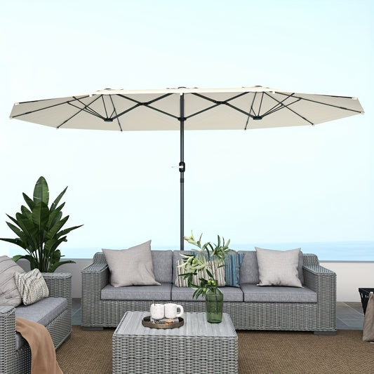 Dubbele Parasol – Ovale Parasol – Balkonparasol – Strandparasol – Marktkraam Parasol – UV-bestendig Polyester – Stevig Stalen Frame Met Handzwengel