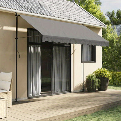 300x150cm Extendable Awning - Durable Plastic Frame, Removable Fabric, Beige/Black/Gray Options, Weather-Resistant for Patio, Balcony, Garden Shade