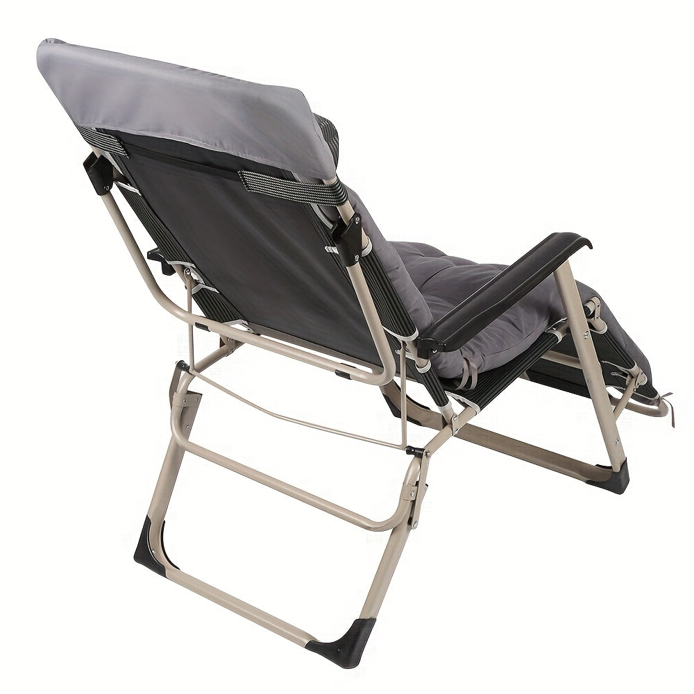 Tuin- en Ligstoel – Comfortabele Loungestoel met Dikke Zitting – Ideaal voor Tuin, Balkon, Zwembad of Strand – Grijs