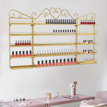 Nagellakrek – Wandrek – Opbergrek – Displayrek – Make-up Rek – Goudkleurig Smeedijzer – 5 Lagen Met 3 Stuks – Duurzaam en Ruimtebesparend