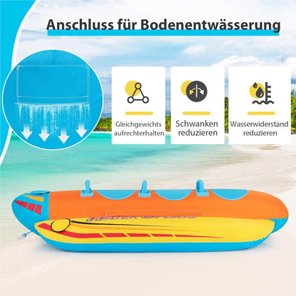 Banaanboot – Opblaasbare Boot – Waterspeelgoed – Sleepboot – Waterpret Tube – 3-Persoons – EVA-Comfortzitplaatsen – Puncturebestendig PVC