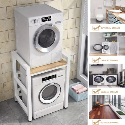 Verhoogde Plank Voor Op De Wasmachine – Wasmachineplank – Opbergrek – Wasmandhouder – Waskameropberger – Verstelbare Hoogte – Draagkracht 350 Kg – Walnootblad Matzwarte Poten