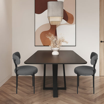 Eetkamerstoel – Stoel – Kuipstoel – Armstoel – Designstoel – Set Van 2 – Teddy Velvet Bekleding – Metalen Poten – Open Rugleuning – Donkergrijs