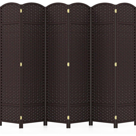 Kamerscheiding – Room Divider – Scheidingswand – Ruimteverdeler – 6-delig – Handgeweven Textuur – Massief Houten Frame – 170 cm Breed – Flexibel & Duurzaam
