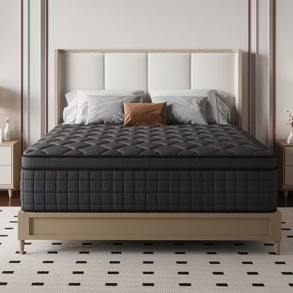 Queen Size Independent Pocket Spring Mattress | Memory Foam, Ergonomic Design, Medium Firmness, Luxurious Soft Comfort, Gray Wedding Mattress