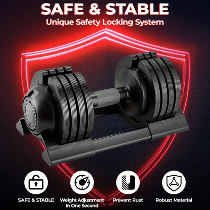 Halters – Verstelbare Dumbbells – Halterset – Fitnessgewichten – Krachttraining – 24 Kg – Antislip Handvat – Stabiele Versterkte Basis