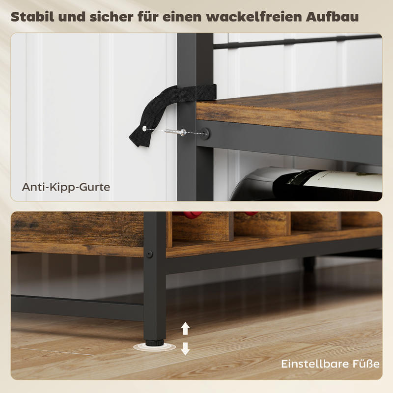 Wood Spice Rack Kitchen Shelf with Work Surface & Cabinet Door Storage - 5-Hook Hanging System, Space-Saving Vertical/under-Cabinet Unit for Spices, Pots, Pans - Compact Square Shelf (Compatible with Small Kitchens)
