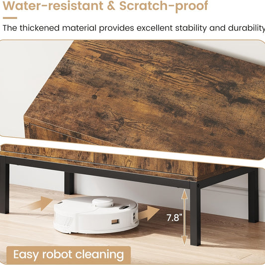 80.01cm Modern Rustic Buffet Cabinet with Glass Doors - Brown -Standing Suitable for Living Room, Dining Room, Kitchen & Entryway, Easy Assembly, Multi-Functional as TV Stand or Accent Cabinet