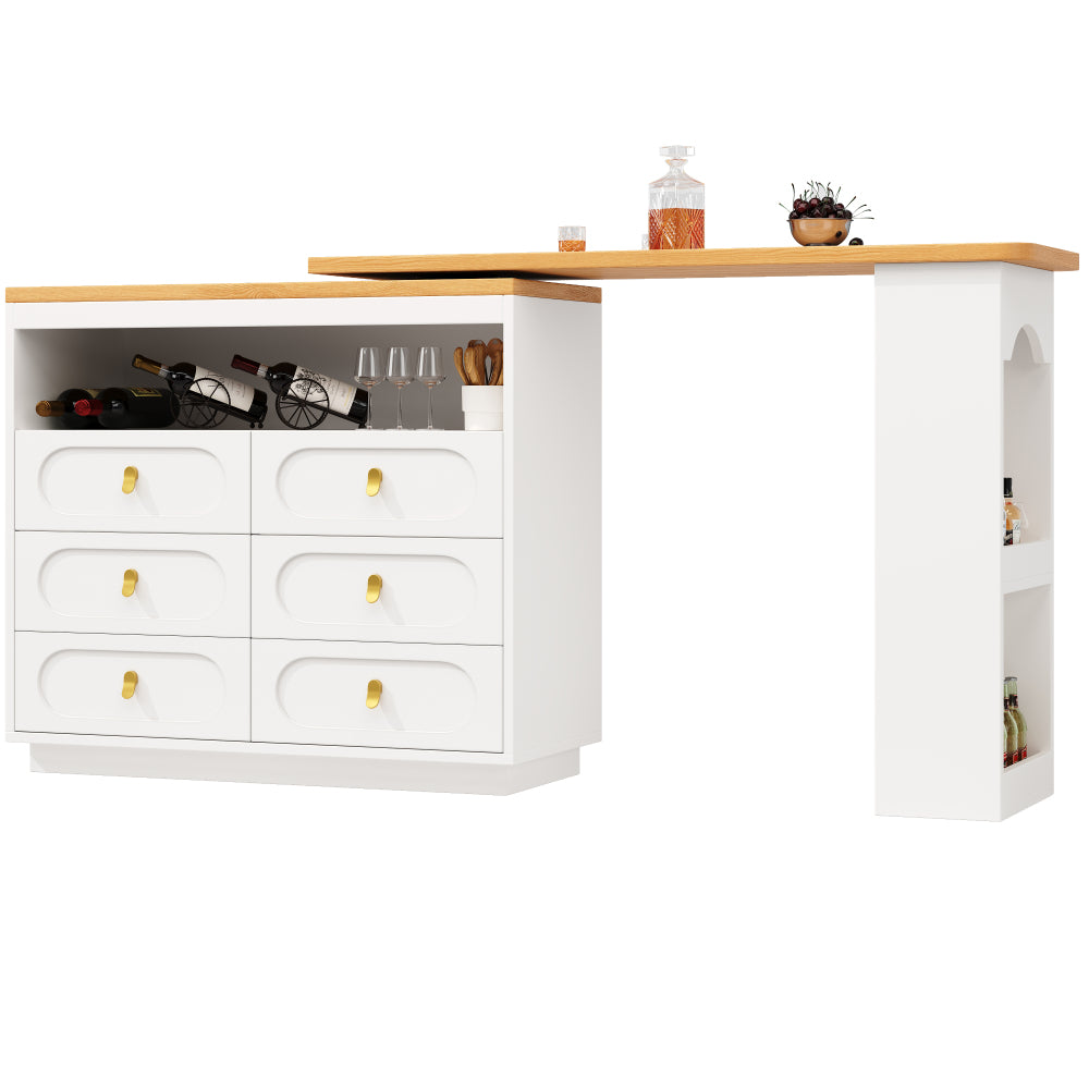 Uitklaptafel – Klaptafel – Vouwtafel – Bartafel – Campingtafel – Uitschuifbaar 138-203 cm – 360° Draaibare Voet – Opbergplank – Wit Metaal