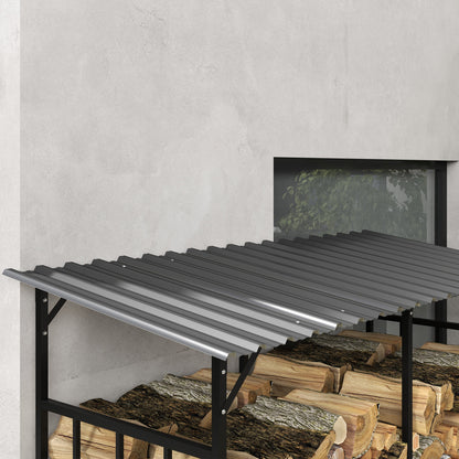 Houtopslag – Brandhoutrek – Haardhoutrek – Houtrek – Houtberging – Gepoedercoat Staal – Waterdicht Dak 1,17 m³ – Draagvermogen 100 kg