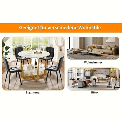 Luxury White Bamboo Round Dining Table & Coffee Table - 4-Person Expandable Design with Storage Plate in Center, Small Dining Table, Round Dining Table And Chair Set, Coffee Table Living Room, Round Coffee Table, Dining Table