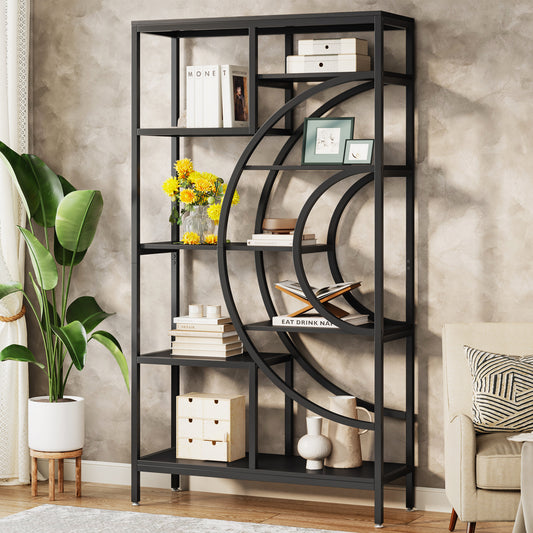 Geometrische Boekenkast – Boekenkast – Etagère – Opbergrek – Open Kast – Industrieel Design – 180 cm Hoog – Metalen Frame Met Houten Planken