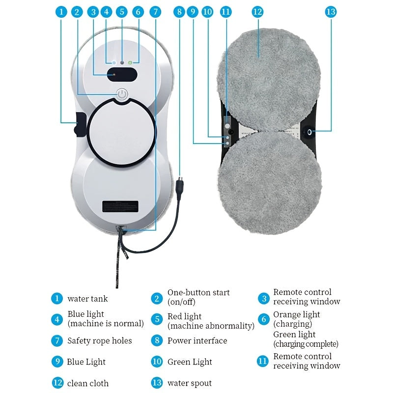 Raamrobot – Robot Ramenwasser – Elektrische Ruitenreiniger – Automatische Raamreiniger – Raamwisser – 5600 Pa Zuigkracht – Afstandsbediening – Compact & Lichtgewicht