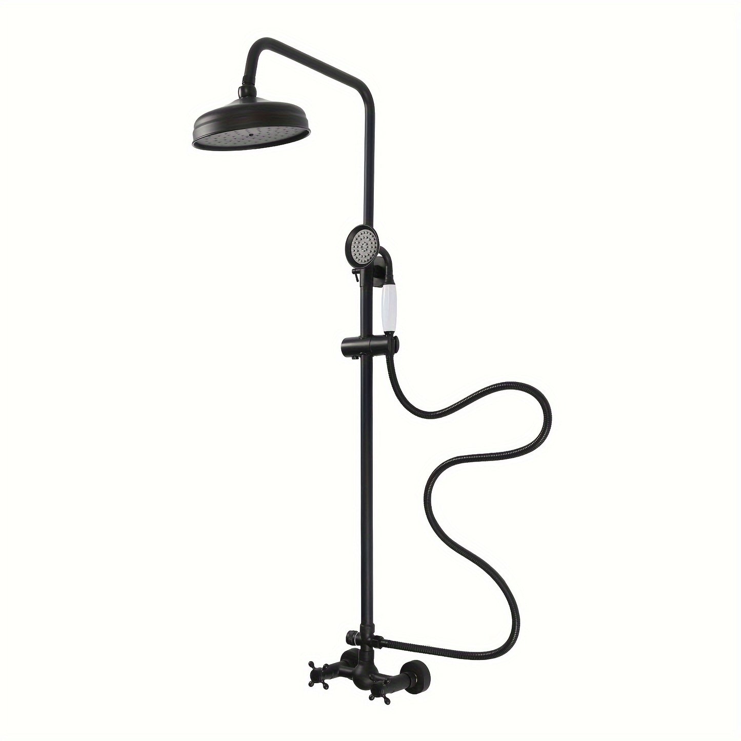 Regendouche – Douche Systeem – Douche Set – Handdouche – Doucheset – Retro Design – Verstelbare Douchestang – Messing & Roestvrijstaal - Zwart