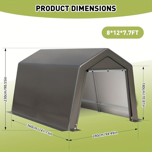 Opbergtent – Berghok – Carport – Schuurtent – Stallingtent – Waterdicht PE-zeil – Versterkt Metalen Frame – Groot 244x366x235 cm