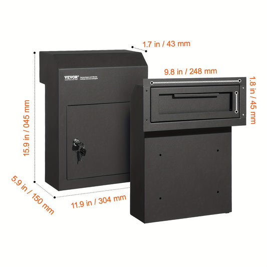 Sleuteldoos – Sleutelbox – Sleutelkluis – Sleutelhouder – Sleutelopslag – Zwart – Stalen Behuizing – 4,57 cm Baardcilinder Slot – Weerbestendig – 30,48x15,24x40,64 cm