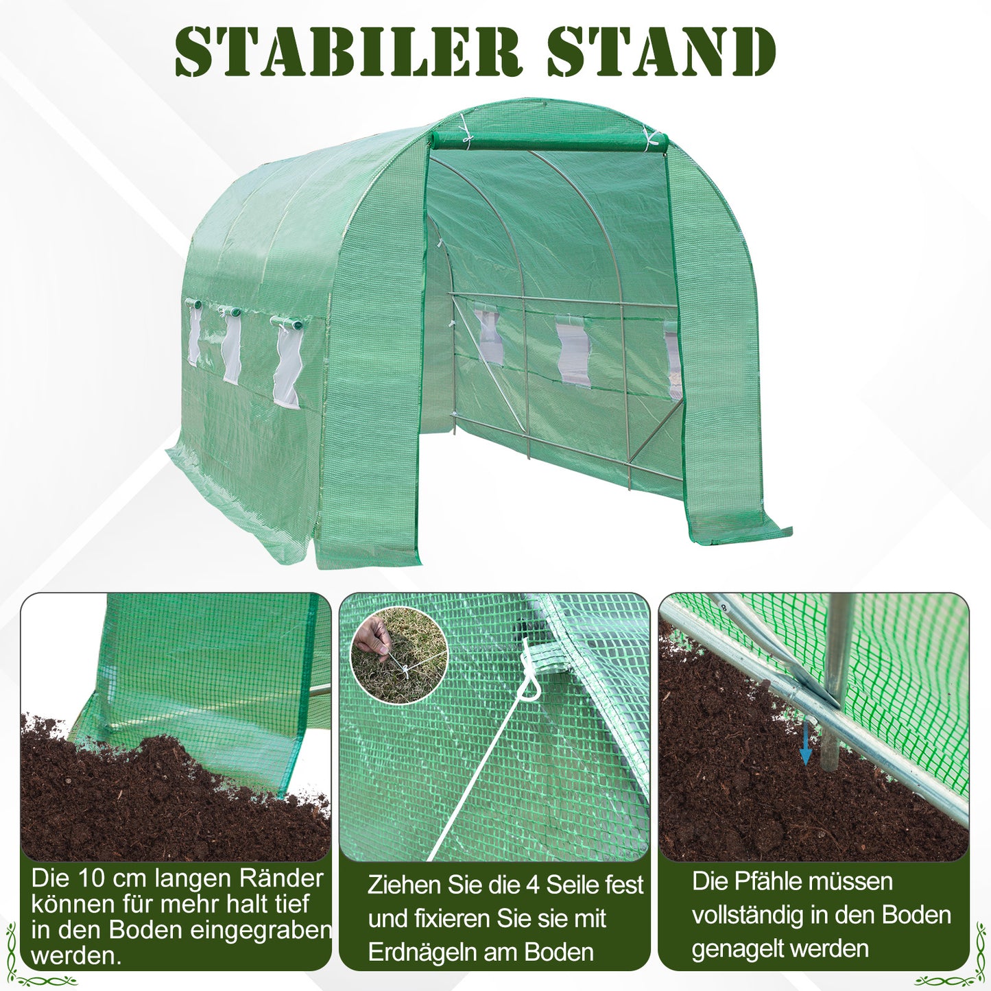 Kas – Serre – Kweekkas – Tuinkas – Plantentunnel – Stevig Gegalvaniseerd Stalen Frame – Afmetingen 445x190x200 cm