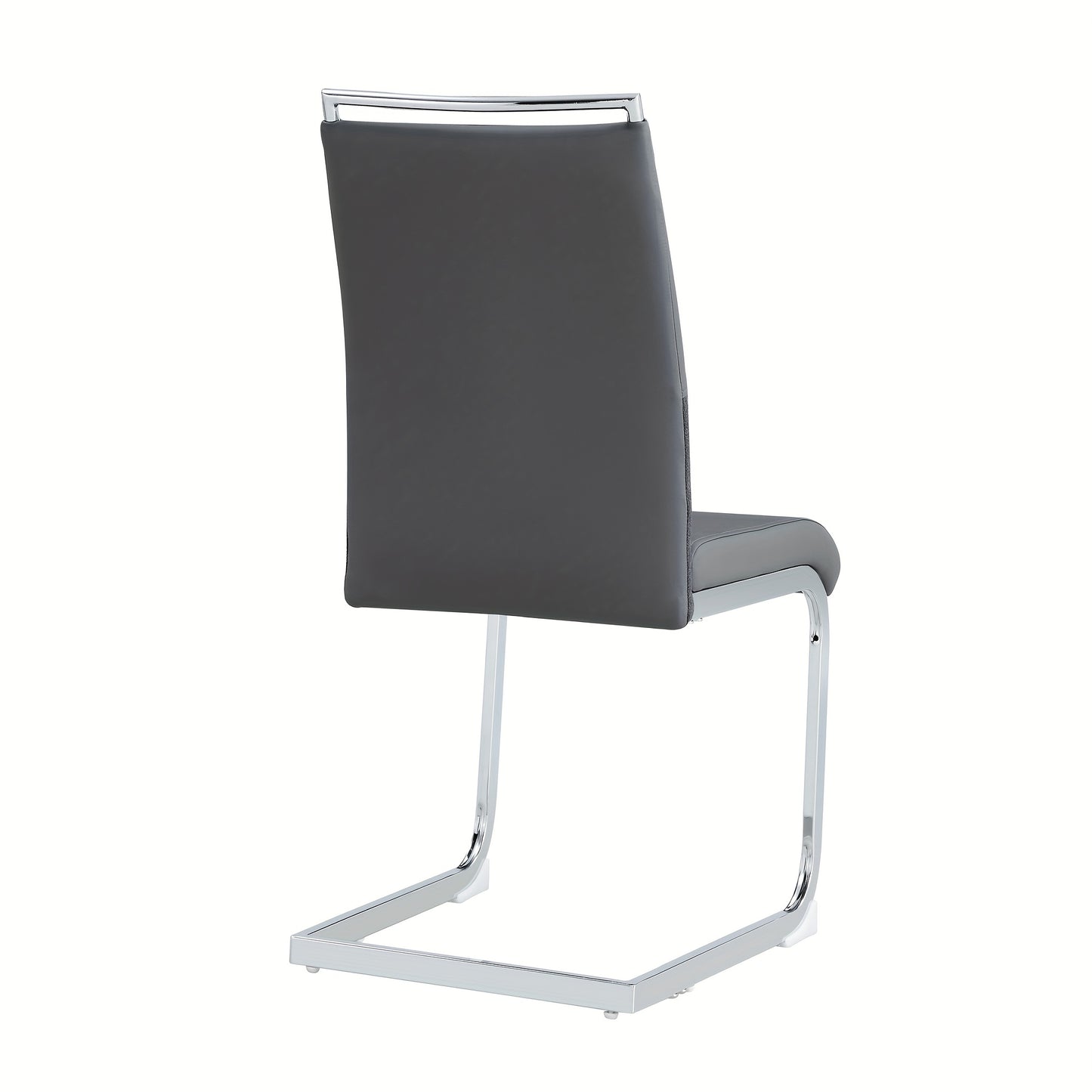 2pcs Modern Dining Chair Set - High Back Upholstered Side Chairs with Cross Stripe Backrest, PU Faux Leather & Linen Fabric, Metal Frame, Gray, Contemporary Style, Dining Room, Kitchen, Guest Office Chair, Dining Room Chairs,