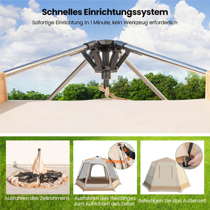 Gezinstent – Kampeertent – Tunnel Tent – Familietent – Outdoor Tent – Voor 4-6 Personen – Waterdicht Met UV Bescherming 50+