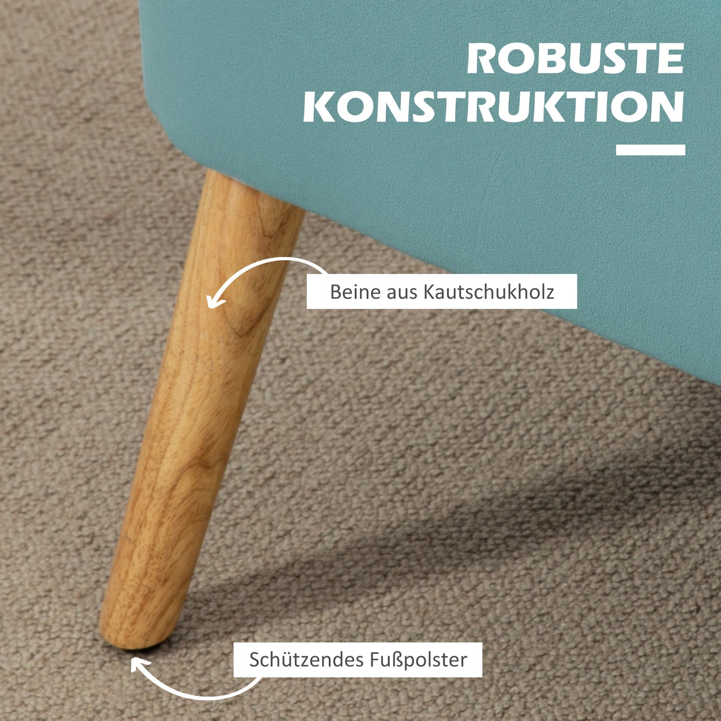 2-zitsbank – Tweezitsbank – Sofa – Zitbank – Linnen Bank – Retro Design – Houten Poten – 117x56,5x77 cm – Groen