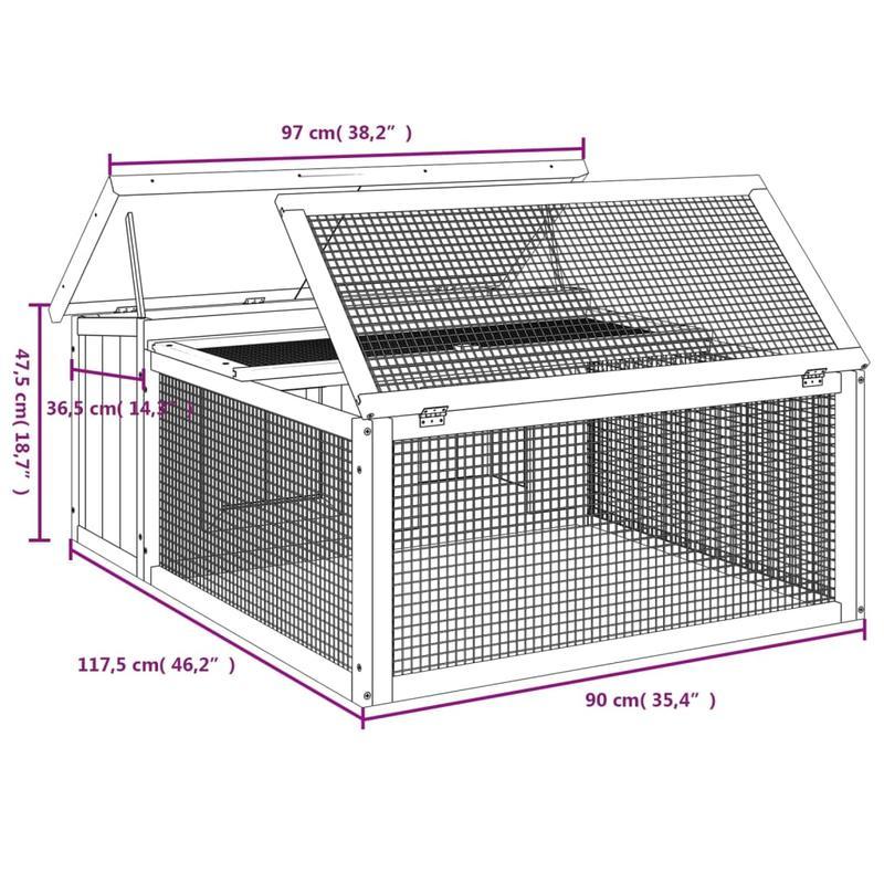 Konijnenhok – Konijnenren – Konijnenkooi – Knaagdierkooi – Dierenverblijf – Massief Grenenhout – Goede Ventilatie – Ruim 117,5x97x47,5 cm