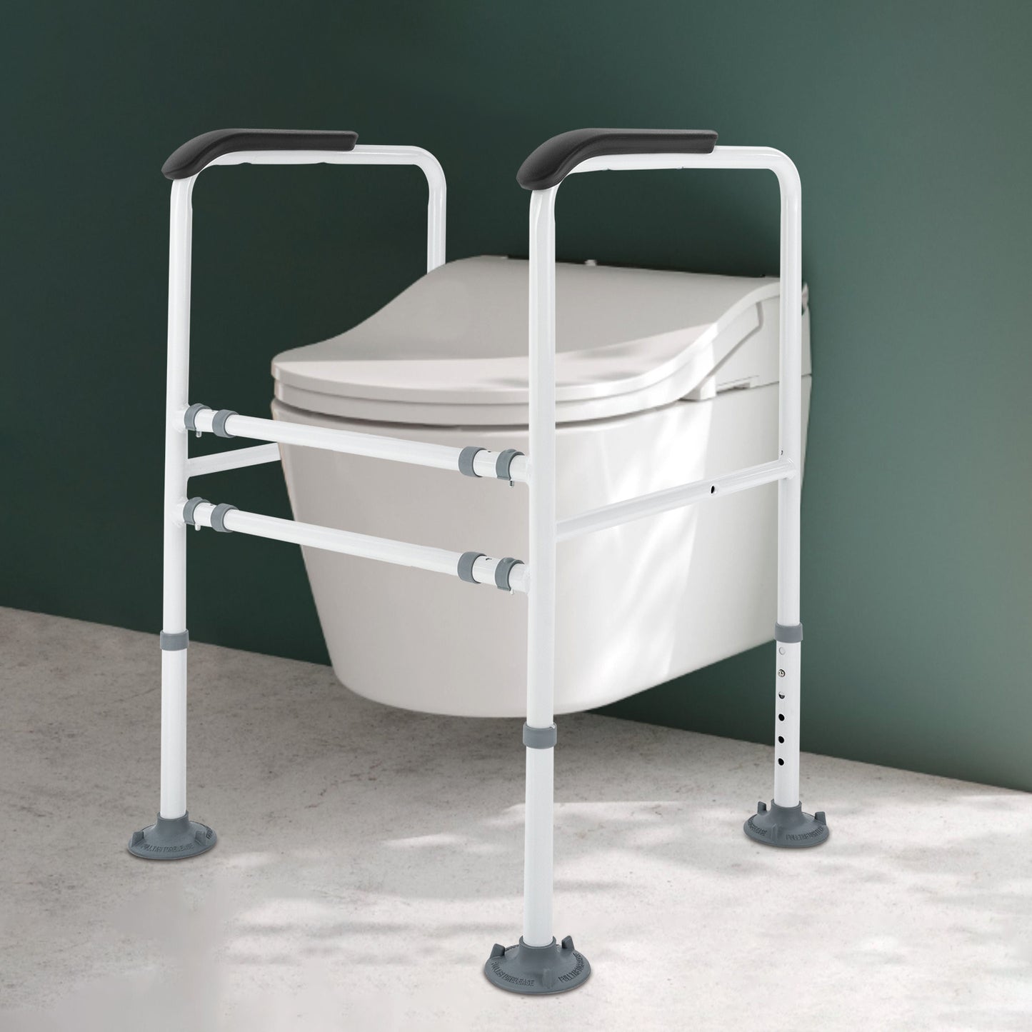 Toiletbeugel – Toiletsteun – Opklapbare Armsteun – Toilethulp – Veiligheidsbeugel – Verstelbaar in Hoogte en Breedte – Stalen Wit Design
