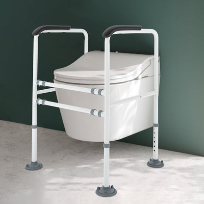 Toiletbeugel – Toiletsteun – Opklapbare Armsteun – Toilethulp – Veiligheidsbeugel – Verstelbaar in Hoogte en Breedte – Stalen Wit Design
