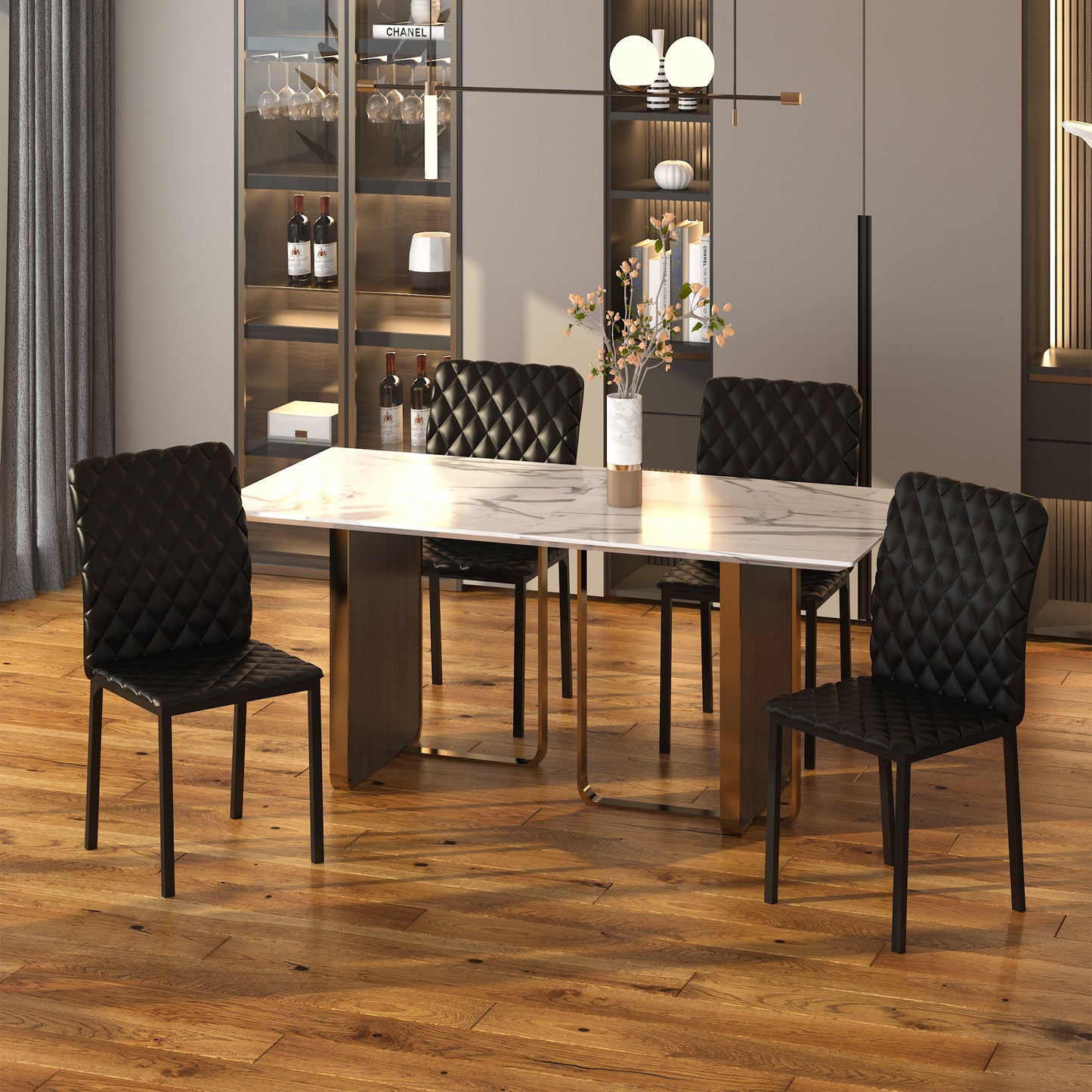 HOCMOM 4pcs Set of Chairs Dining Chairs Kitchen Chairs 41 Cm X 50 Cm X 91 Cm, Black