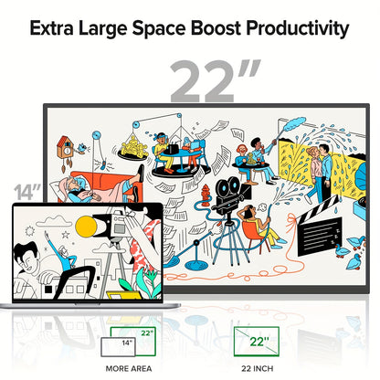 Portable Monitor – Draagbaar Scherm – Laptop Scherm Uitbreider – Extra Beeldscherm – Mobiel Display – 22 Inch 2K QHD – IPS HDR Paneel met VESA & 180° Verstelbare Standaard