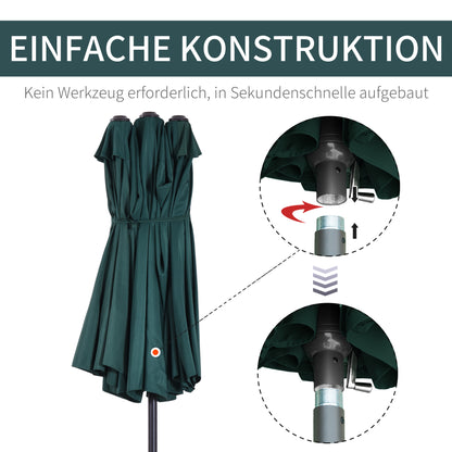 Grote Ovale Parasol – Zonnescherm – Terrasparasol – Dubbele Parasol – Marktparasol – Handzwengel – Lichtbruin Polyester – Windbestendig & XXL Schaduw