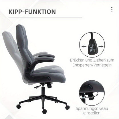 Bureaustoel – Ergonomische Draaistoel – Verstelbare Kantoorstoel – Comfortabele Werkstoel – Moderne Stoel – Lichtgewicht Roestvrij Staal Frame – Zacht Lederen Zitvlak