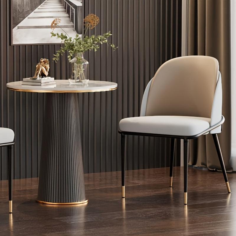Eetkamerstoel – Stoel – Kuipstoel – Keukenstoel – Eetkamerstoelen – Modern Design – Krasbestendig Siliconeleer – Stevig Metaal Frame